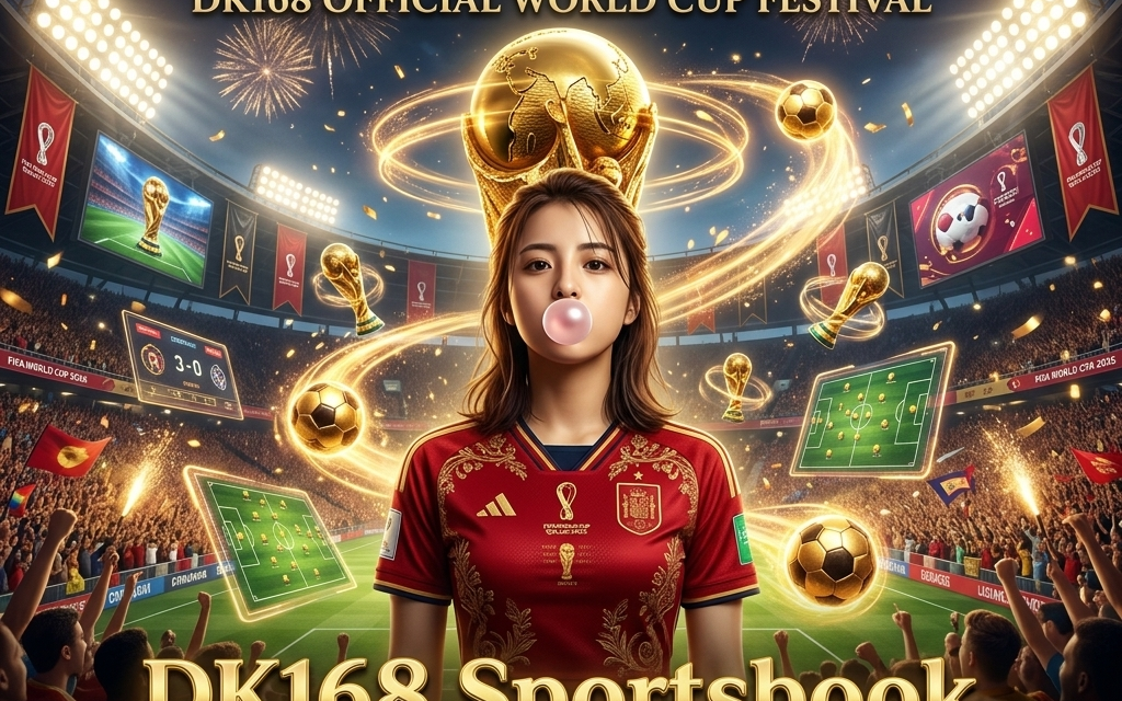 Poster resmi turnamen Piala Dunia FIFA 2026 dengan suasana kemeriahan stadion global.